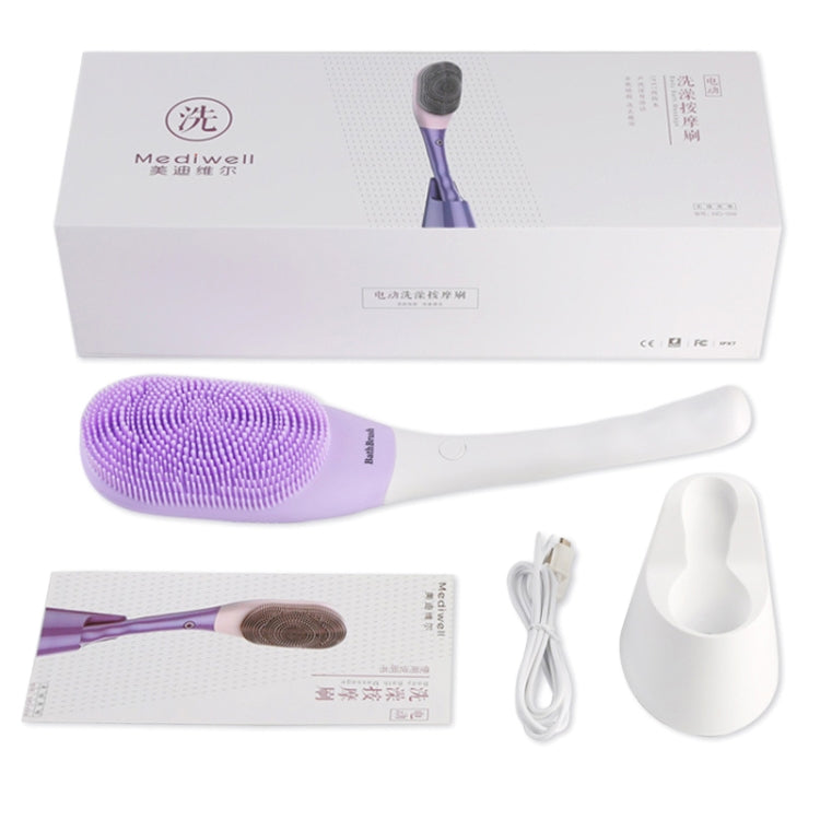 MD-008 Rechargeable Electric Waterproof Long-handled Silicone Bath Cleansing & Massage Brush