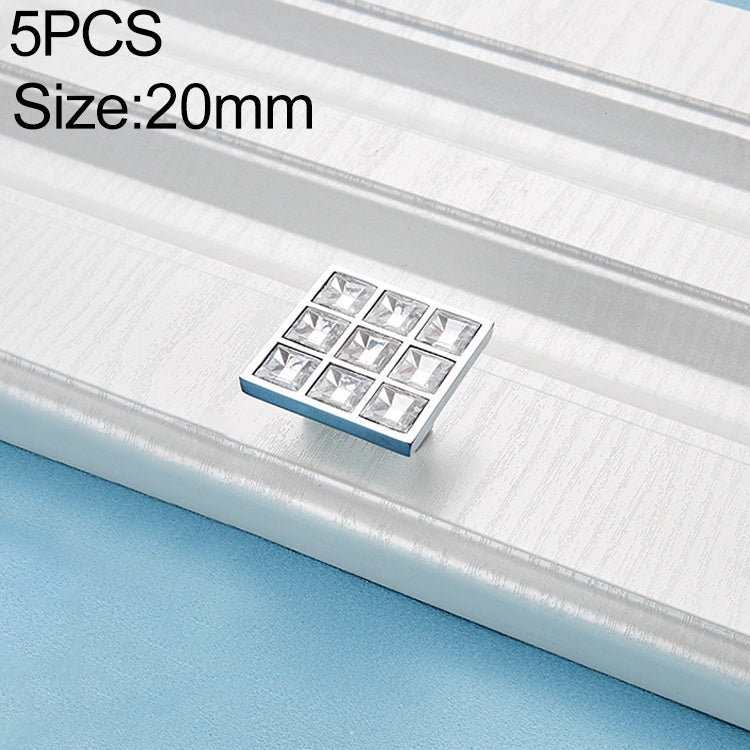 5 PCS 8098_20 Bright Chrome Crystal Glass Diamond Closet Cabinet Handle