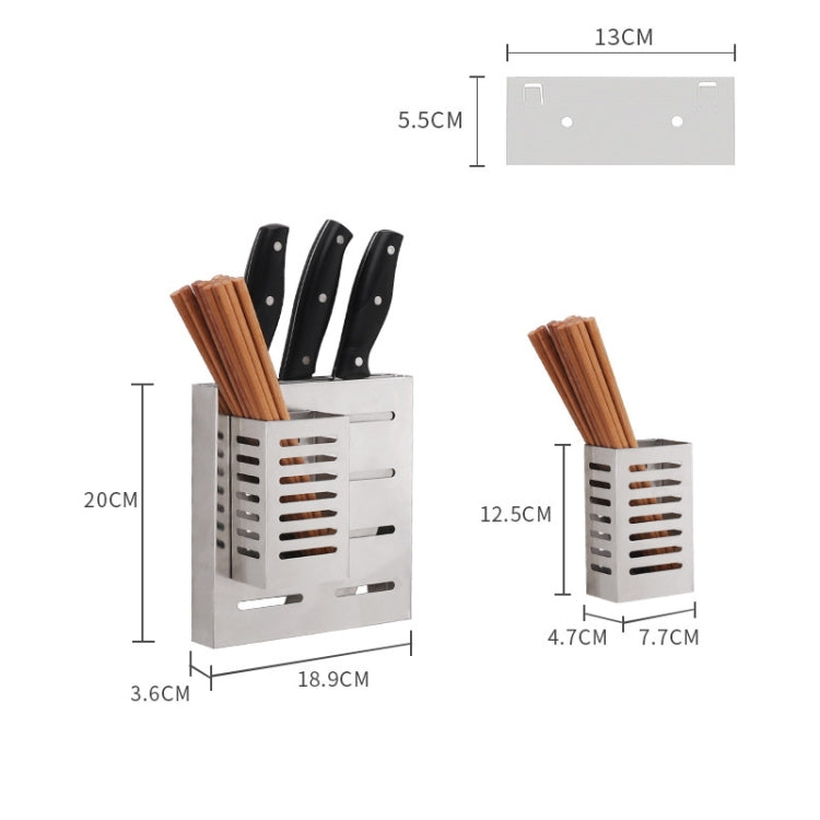 304 Stainless Steel Wall-mounted Kitchen Rack Hanging Knife Holder Chopsticks Canister