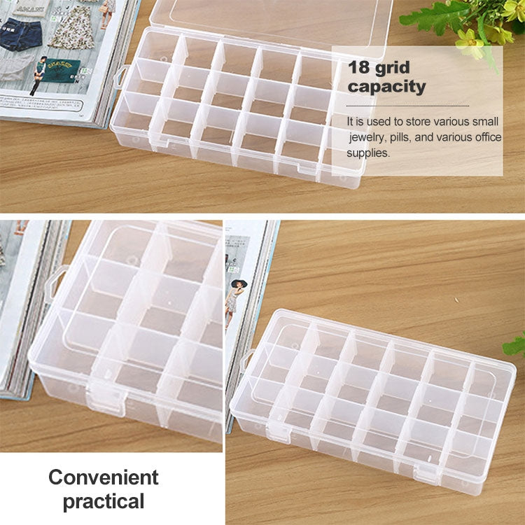 Plastic Organizer Container Storage Box 18 Slots Removable Grid Compartment for Jewelry Earring Fishing Hook Small Accessories