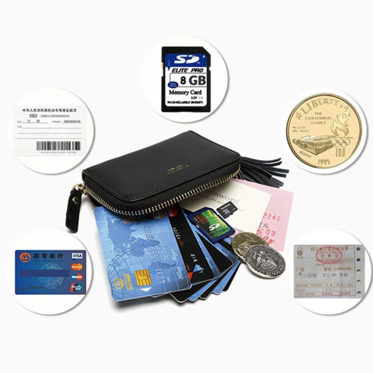 Leather Credit Card Case Coins Purse Zipper Key Wallet