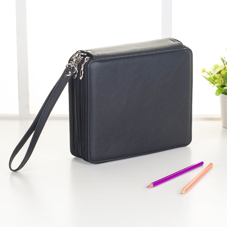 96 Slots Colored Pencil Case PU Leather Drawing Sketch Watercolor Pencils Holder Organizer with Hand Strap