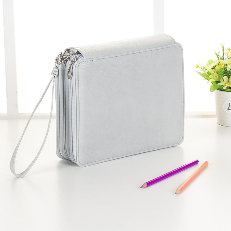 96 Slots Colored Pencil Case PU Leather Drawing Sketch Watercolor Pencils Holder Organizer with Hand Strap