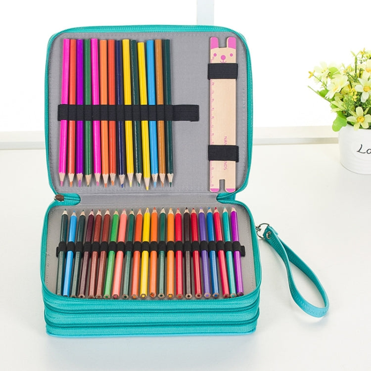 96 Slots Colored Pencil Case PU Leather Drawing Sketch Watercolor Pencils Holder Organizer with Hand Strap