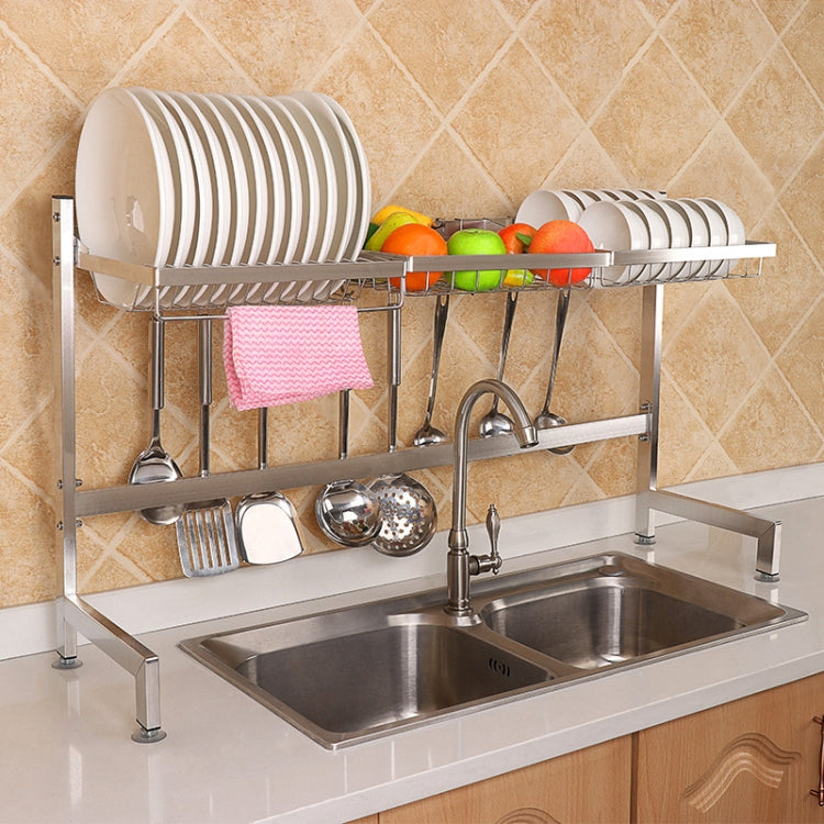 82cm Stainless Steel Kitchen Bowl Dish Fruit Basket Drain Rack Storage Holder, Standrad Version