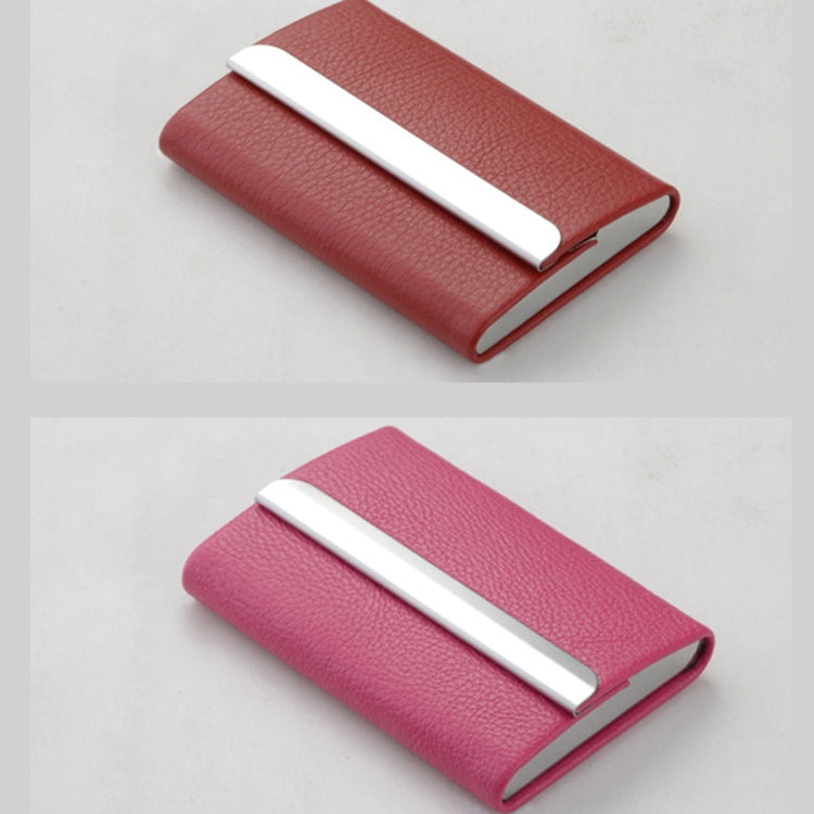 2 PCS Lichi texture Stainless Steel Business Card Holder Credit Card ID Case Holder, Random Color
