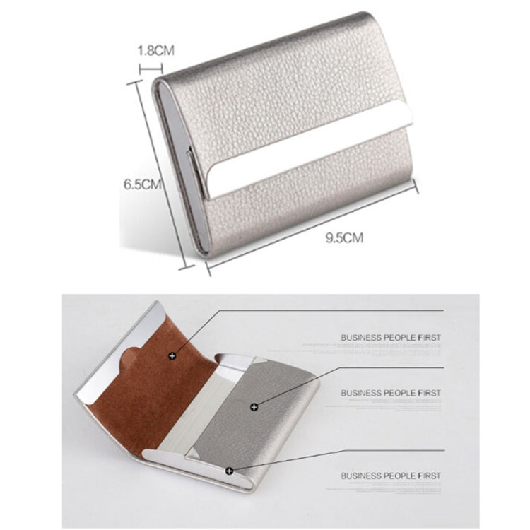 2 PCS Lichi texture Stainless Steel Business Card Holder Credit Card ID Case Holder, Random Color