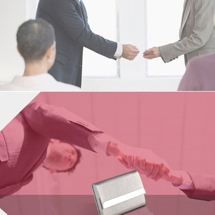 2 PCS Lichi texture Stainless Steel Business Card Holder Credit Card ID Case Holder, Random Color