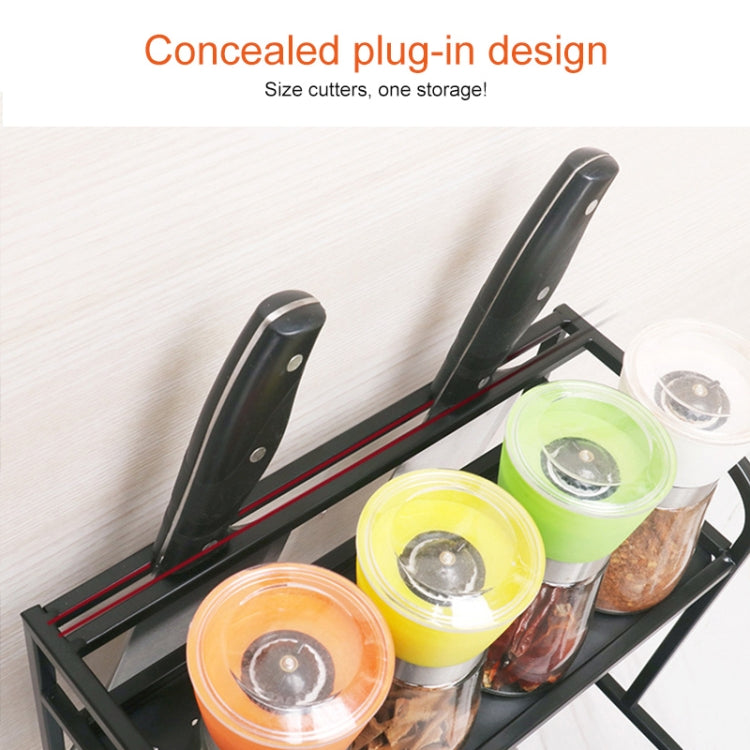 50cm Multi-function KitchenThree Layers Seasoning Storage Rack (Black)