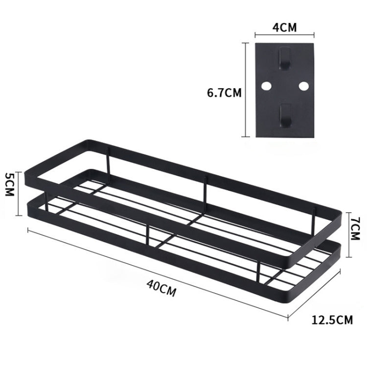 40cm Kitchen Punch-free Wall Mount Seasoning Storage Rack (Black)