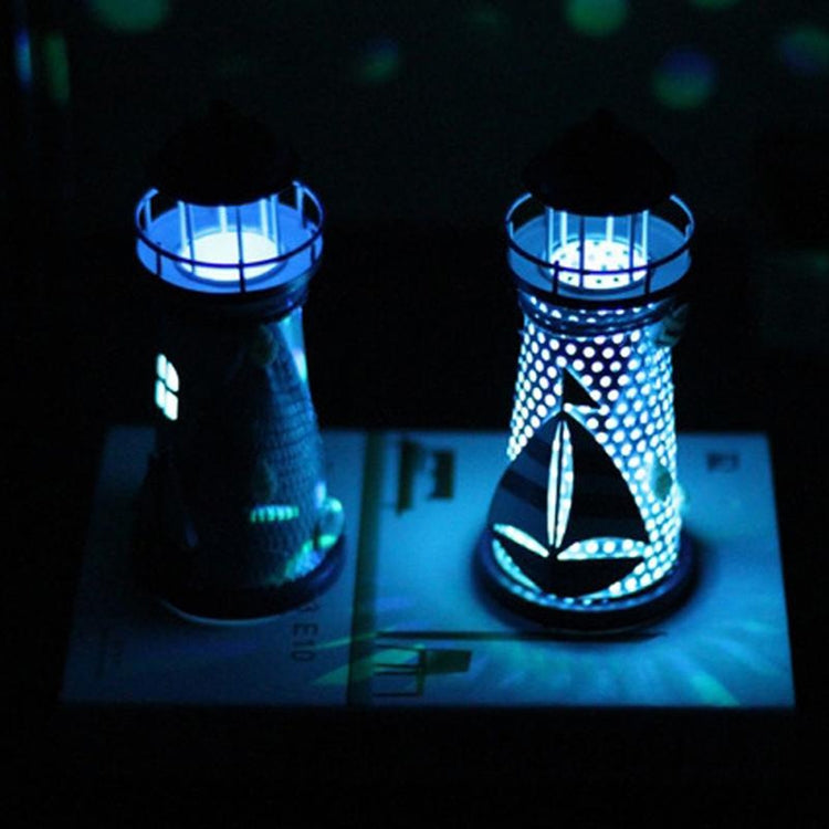 Creative Mediterranean Style Iron Handmade Flash Lighthouse, Random Style Delivery, Size: 18.5*7.5cm