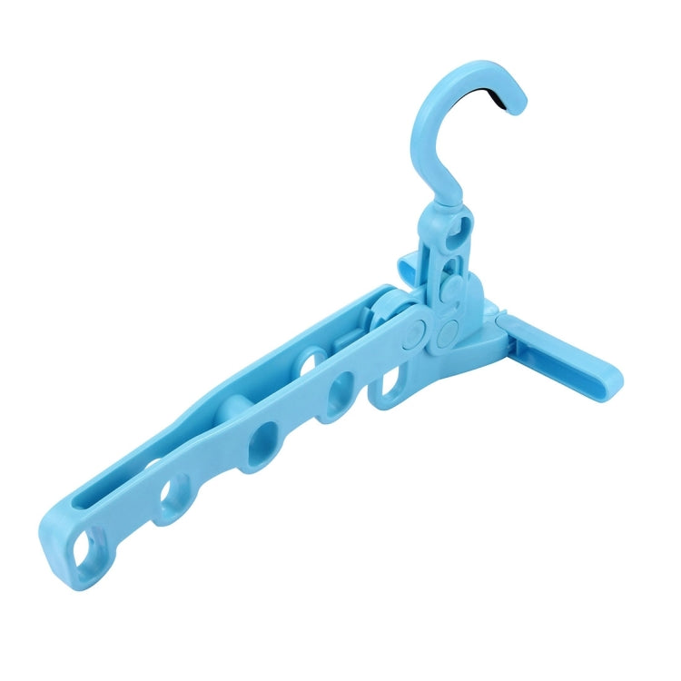 Portable Foldable Degree Adjustable Indoor Travel Plastics 5 Holes Clothes Hangers(Blue)