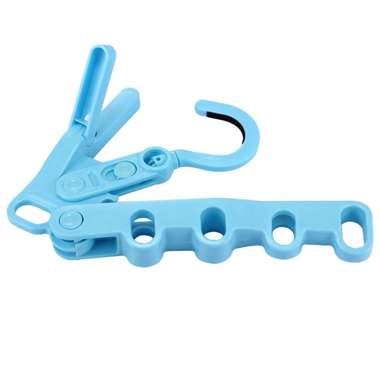 Portable Foldable Degree Adjustable Indoor Travel Plastics 5 Holes Clothes Hangers(Blue)