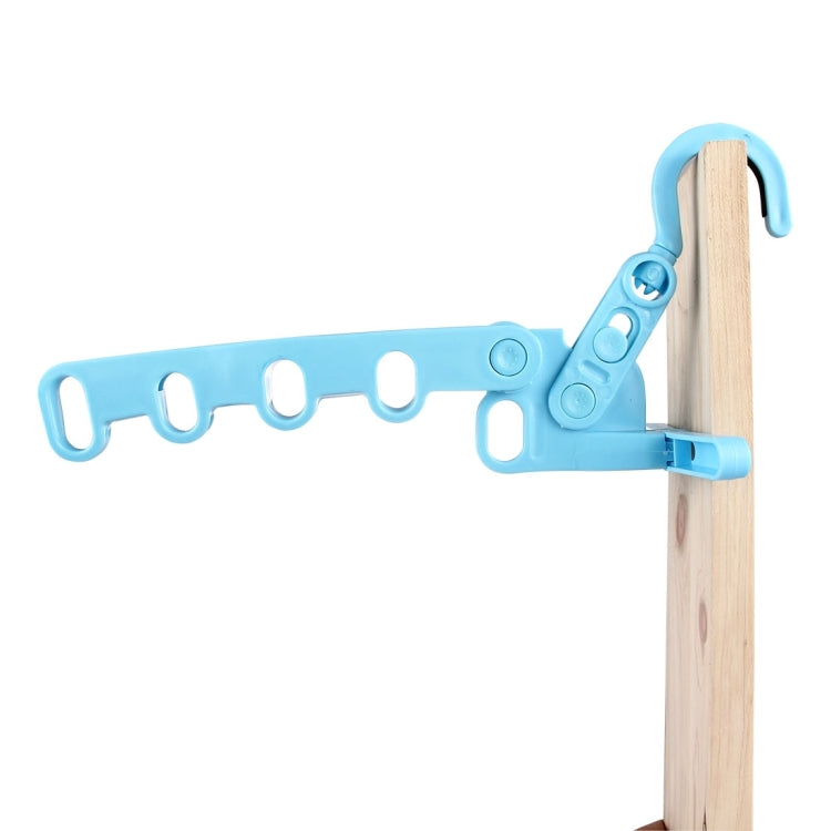 Portable Foldable Degree Adjustable Indoor Travel Plastics 5 Holes Clothes Hangers(Blue)