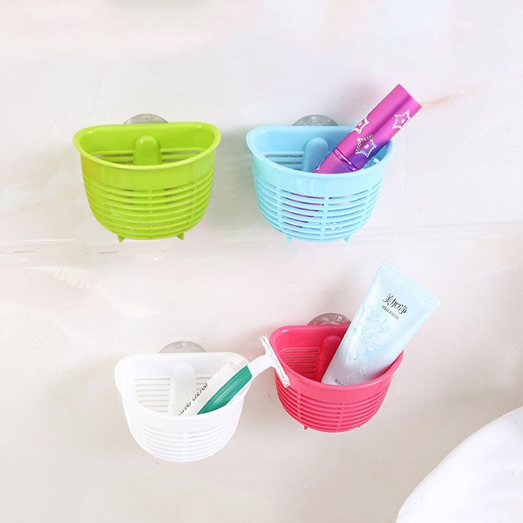 Kitchen Sink Bathroom Wall Hallowed Suction Cup Storage Rack, Random Color Delivery