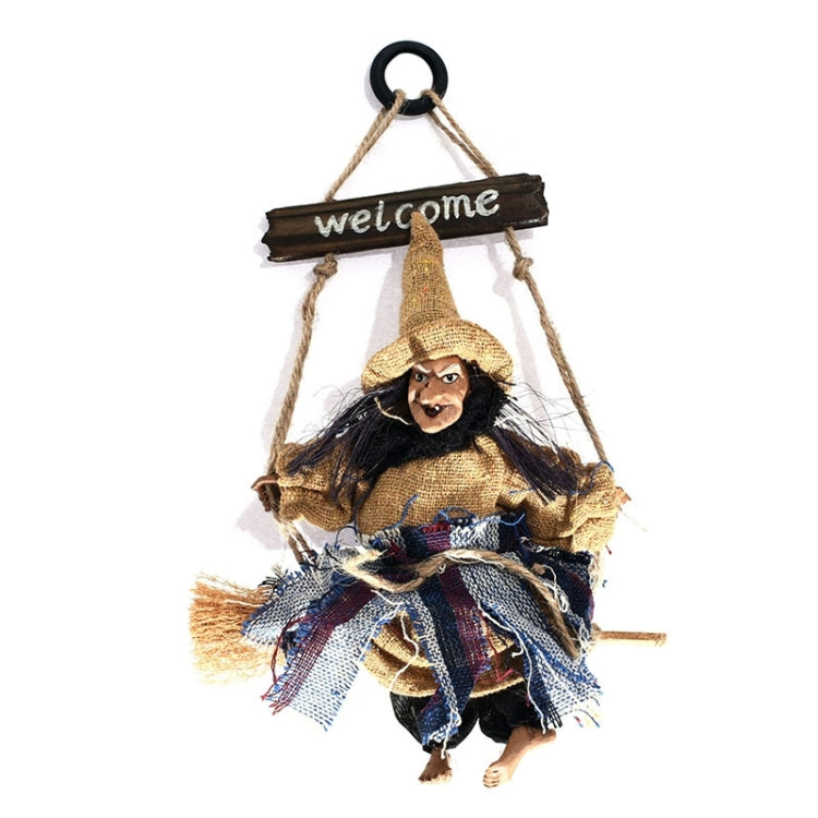 Halloween Retro Witch Ornaments Broom Ghost Hang Up Props Halloween House Decoration Festive Party Supplies Halloween Pendant