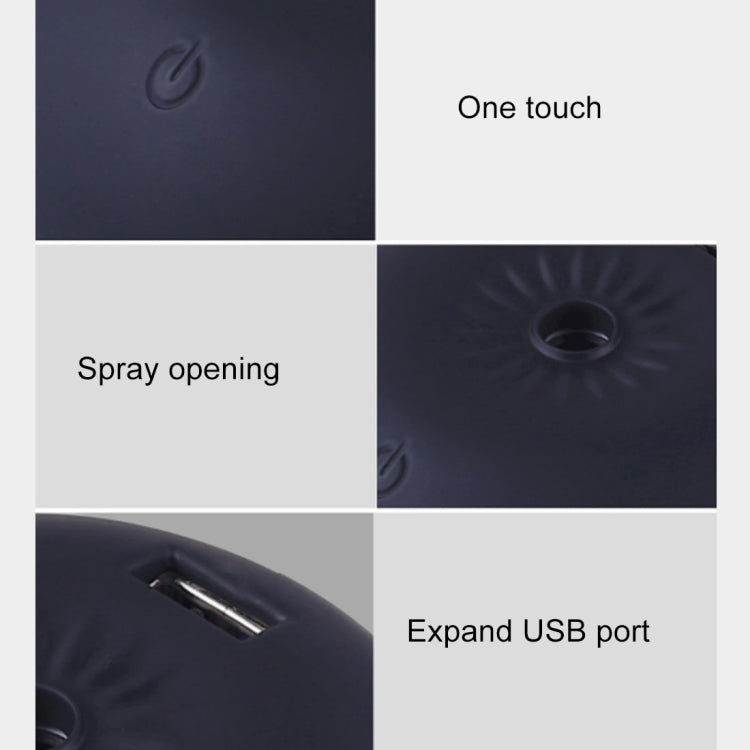 3 in 1 Multi-function USB Direct Charge Mushroom Shape Electric Aroma Essential Ultrasonic Aromatherapy Cool Mist Humidifier with Extended USB Port(Black)