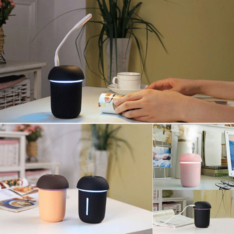 3 in 1 Multi-function USB Direct Charge Mushroom Shape Electric Aroma Essential Ultrasonic Aromatherapy Cool Mist Humidifier with Extended USB Port(Black)