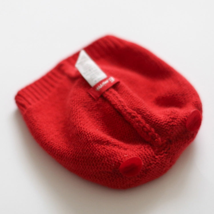 Christmas Elk Rabbit Wool Knit Cap, No Lining, Size: L(Red)