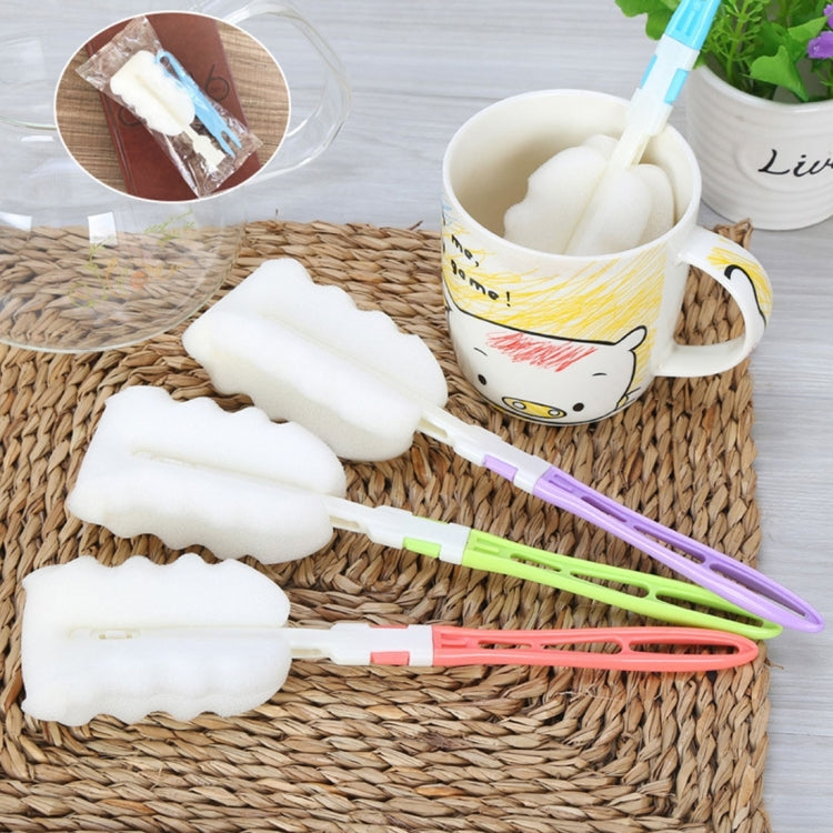 10 PCS Removable Handle Sponge Cleaning Cup Brushes Wash Cup Brush for Glass Milk Bottle / Coffee Cup / Glass Cup, Size: 25.5x6cm, Random Color Delivery