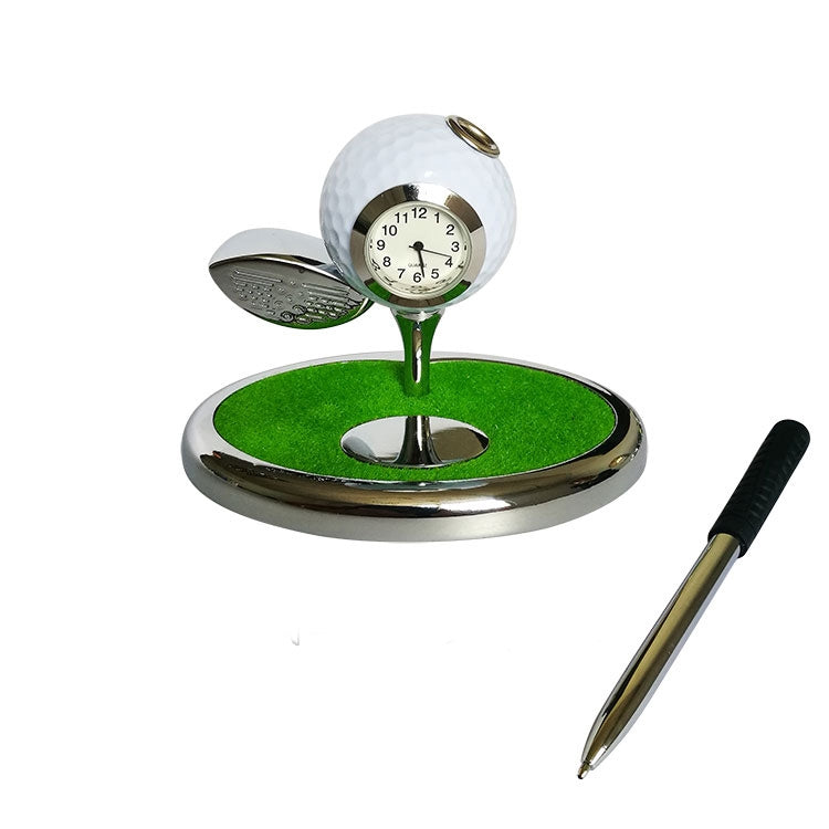 Metal Ball Pen Creative Golf Club Clock Wooden Pen Holder
