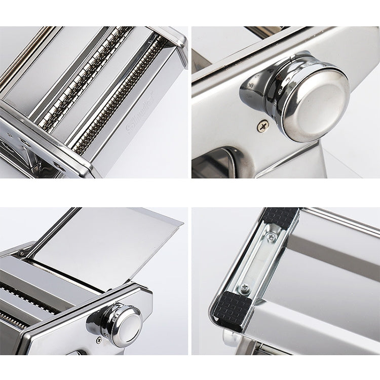 QZ150 Household Kitchen Integrated Stainless Steel Manual Pressing Machine Pasta Machine (Silver)