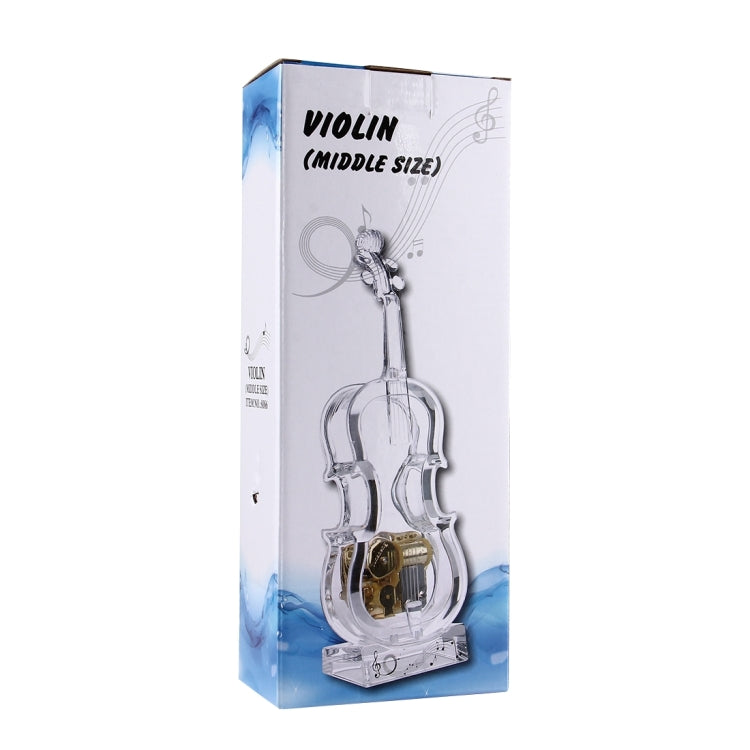 NO:8086 Transparent Crystal Violin Shape Music Box(Middle Size)(Transparent)
