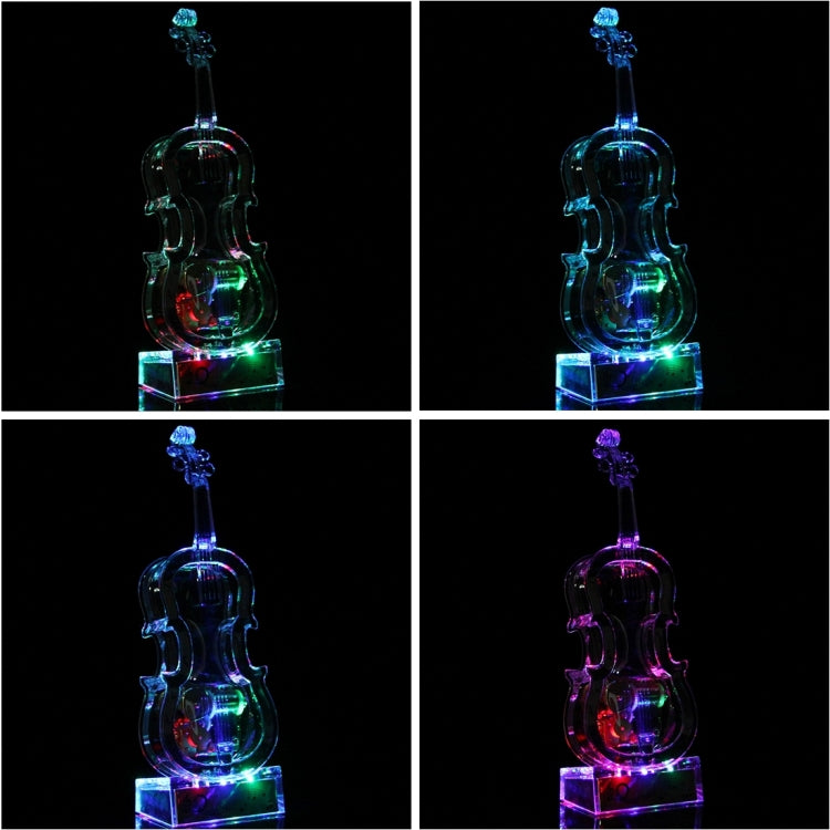 NO:8086 Transparent Crystal Violin Shape Music Box(Middle Size)(Transparent)