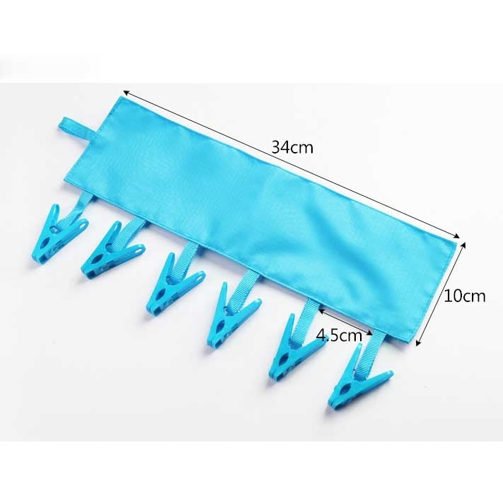 2 PCS Portable Foldable Indoor Travel Clothes Hangers with 6 Clips(Blue)