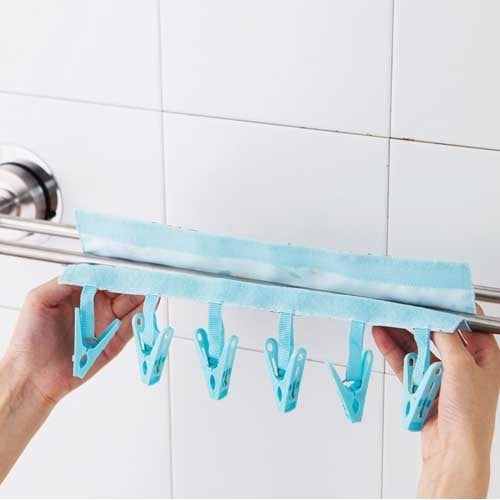 2 PCS Portable Foldable Indoor Travel Clothes Hangers with 6 Clips(Blue)