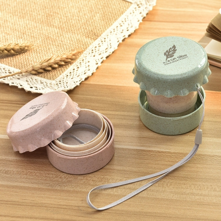 2 PCS 130ml Wheat Fiber + Plastic Telescopic Cup Portable Folding Travel Cup with Lid, Random Color Delivery