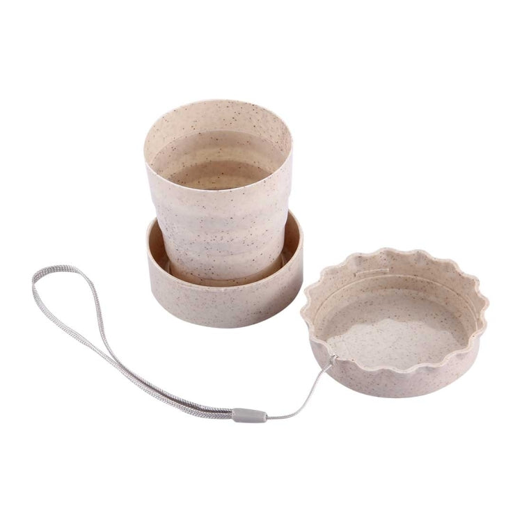 2 PCS 130ml Wheat Fiber + Plastic Telescopic Cup Portable Folding Travel Cup with Lid, Random Color Delivery