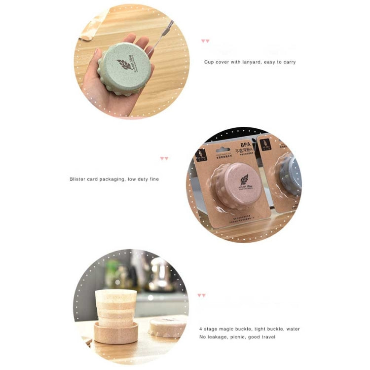 2 PCS 130ml Wheat Fiber + Plastic Telescopic Cup Portable Folding Travel Cup with Lid, Random Color Delivery