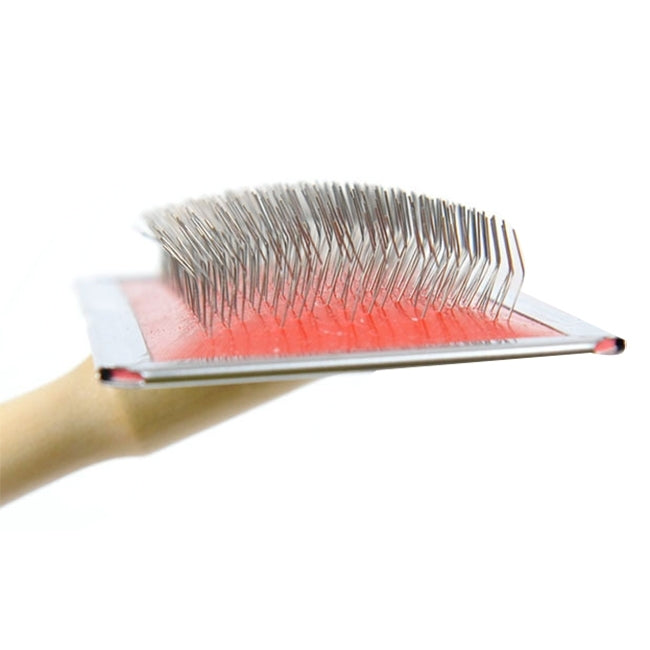 Soft Curve Needled Manual Bristles Grooming Cleaning Brush with Wood Handle for Pet, Size: XL, Random Color Delivery