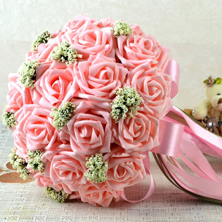 Wedding Holding Rose Flower Bridal Bouquet Accessories Bridesmaid Party Wedding Decoration Supplies, Diameter: 35cm(Pink)