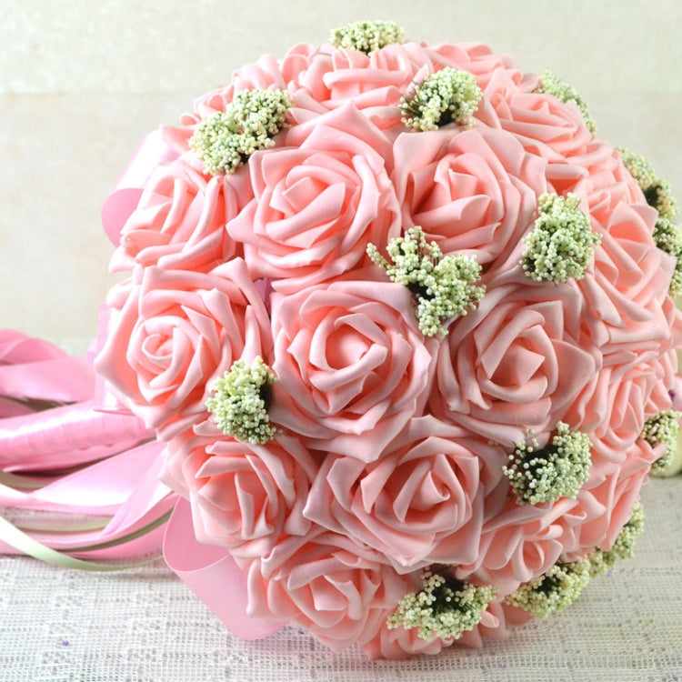 Wedding Holding Rose Flower Bridal Bouquet Accessories Bridesmaid Party Wedding Decoration Supplies, Diameter: 35cm(Pink)