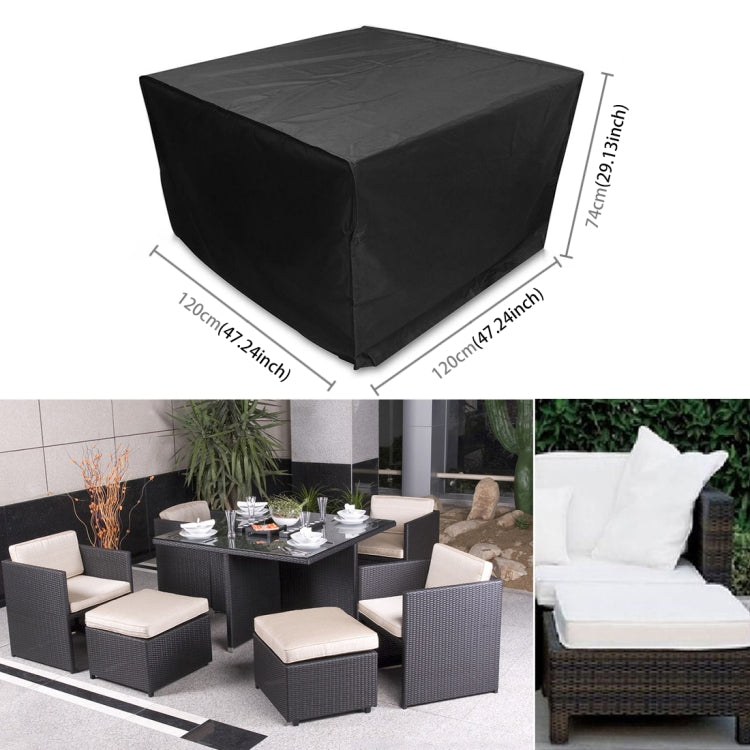Anti-UV Waterproof Dust-proof 210D Oxford Cloth Folding Table Chairs Protective Cover Outdoor Furniture Set Cover, Size: 120*120*74cm(Black)