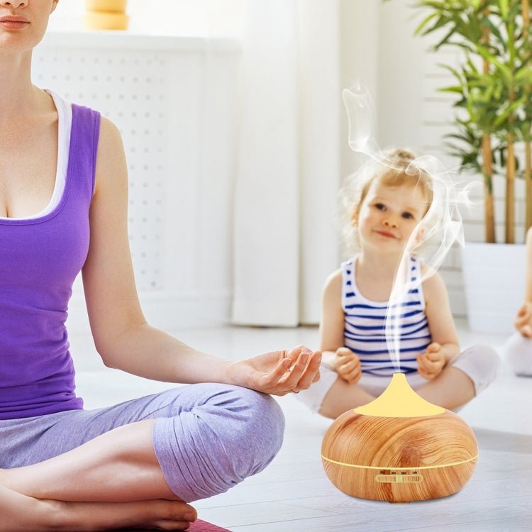 W500 12W 500ML Wood Grain Aromatherapy Air Purifier Humidifier with LED Light for Office / Home Room(Brown)