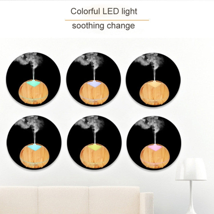 V-X300 14W 300ML Wood Grain Aromatherapy Air Purifier Humidifier with LED Light for Office / Home Room, Random Color Delivery