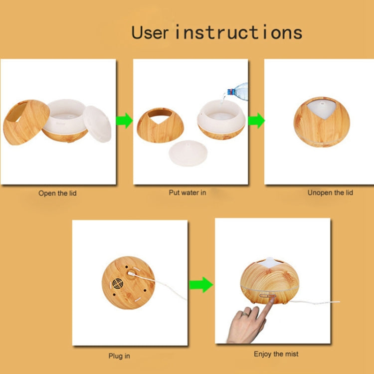 V-X300 14W 300ML Wood Grain Aromatherapy Air Purifier Humidifier with LED Light for Office / Home Room, Random Color Delivery