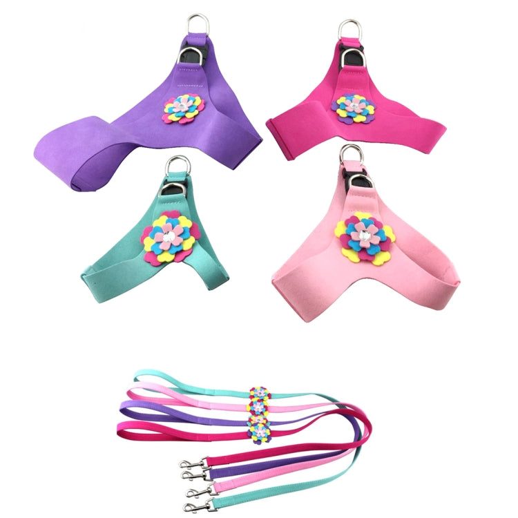 Microfiber with 3D Flowers Pattern Breathable Dog Chest Strap, Size: S