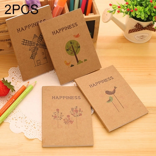 2 PCS Creative Simple Retro Pattern Student Diary Notepad Sketch Graffiti Note Book School Stationery Office Supplies, Random Pattern Delivery
