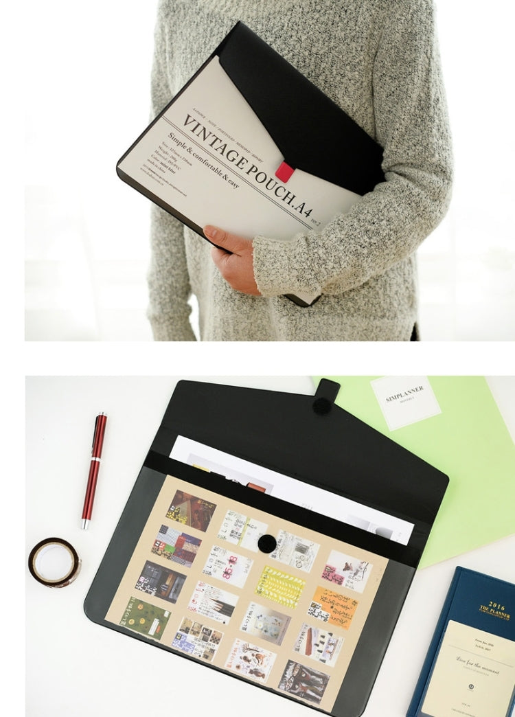 Creative Simple Snap-fastener Transparent Folder Storage Document Folder School Stationery Office Supplies, Random Color Delivery