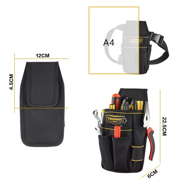 Professional Oxford Cloth Electrician Belt Pouch Convenient Tool Bag(Black)