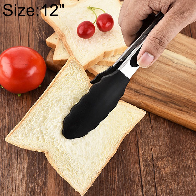 12 inch Silicone Non-slip Food Bread Barbecue BBQ Clip Tongs Kitchen Tools