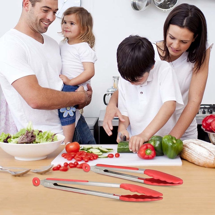 12 inch Silicone Non-slip Food Bread Barbecue BBQ Clip Tongs Kitchen Tools