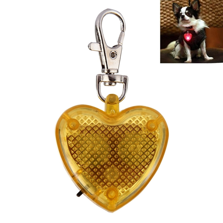 Fashion Heart-Shaped Pet Dog Cat Safety LED Flash Pendant Necklace (Yellow)