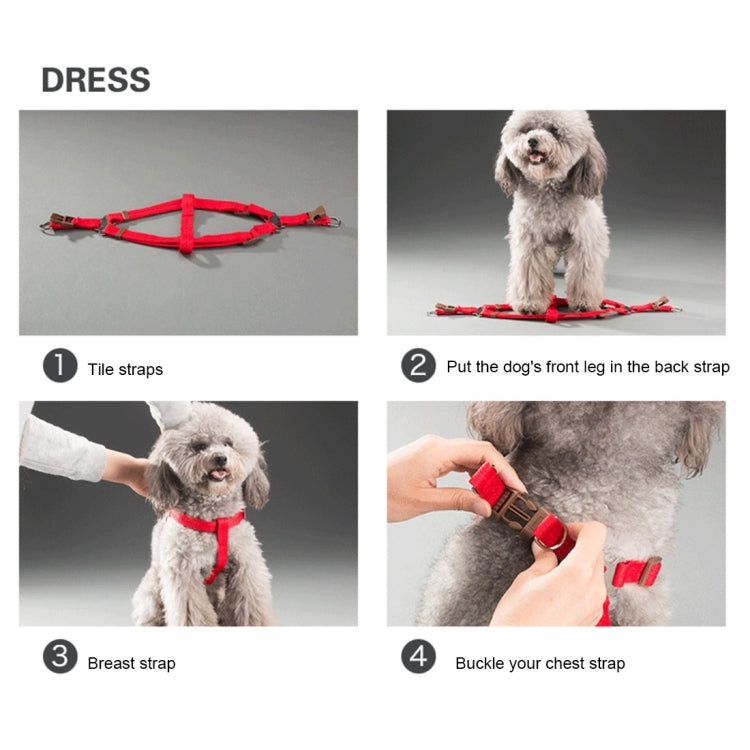 Pet Dog Collar + Harness + Leash Three Sets, L, Harness Chest Size: 57-90cm, Collar Neck Size: 40-64cm, Pet Weight: 35kg Below