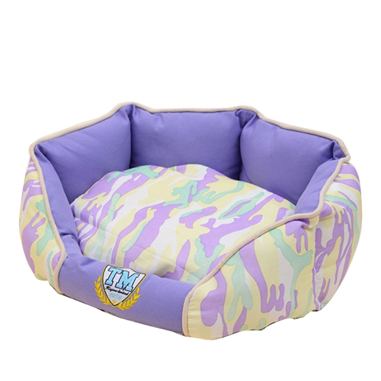 Fashion Camouflage Fully Washable Pet House Nest, Small Size: 50.0 x 40.0 x 22.0cm (Purple)