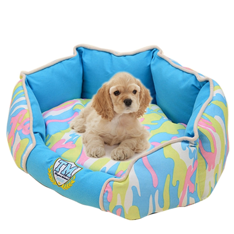 Fashion Camouflage Fully Washable Pet House Nest, Middle Size: 65.0 x 55.0 x 22.0cm(Blue)